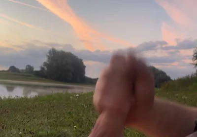 Playing in the Morning at a Lake