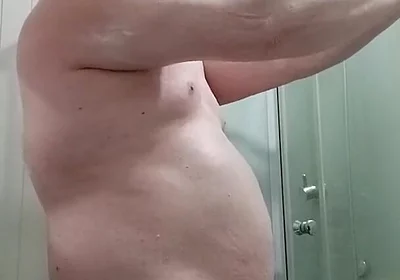 I Wax, Shower, Masturbate, Wick My Feet, Cum and Swallow My Cum in the Shower
