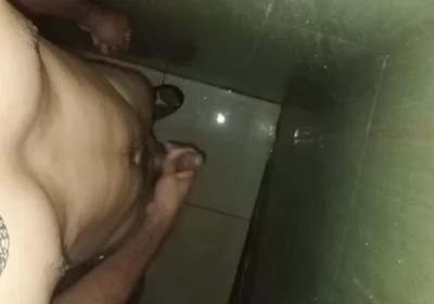 Hairy Slim Man Masturbates in the Shower at Home