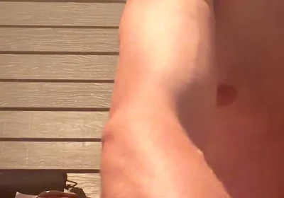 Sitting Down Naked, Showing the Biceps, Grown Man Chest Huge Bust Close