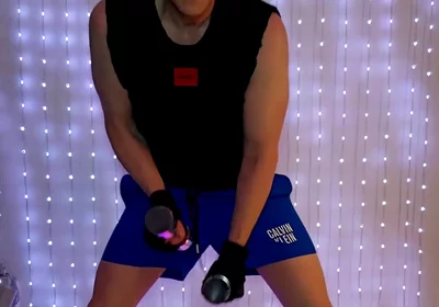 Fitness Workout in Blue Ck Shorts