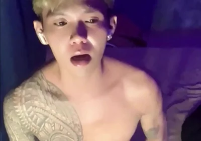 Filipino Inked Horny Twink Teasing and Masturbating Until He Cums
