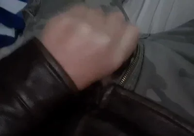 Biker Blows His Load on His Leather Jacket
