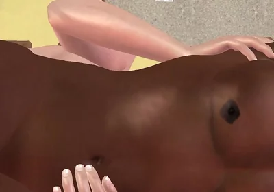 Animated 3D Gay Porn - White Man Fucking Black Man Ass in Spoon Position on Desk