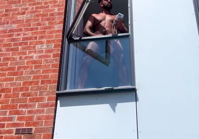 Arab Stepdaddy Wanting in Street and Cuming in Window and Cuming on Street