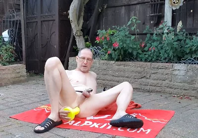 Outdoor Anal Dildo Fun While Locked in Chastity with Mike Essex