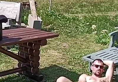 Jerking off While Hanging Out the Laundry
