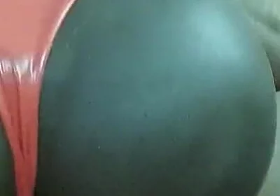 Black ass sextoy in shiny pants ass cumshot