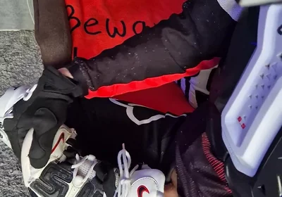 An Excited Guy in Motorcycle Gear Fucks His Sneakers
