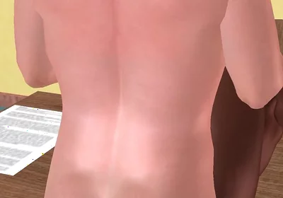 Animated 3D Gay Porn - White Man Fucking Black Man on Desk Holding Legs in Classroom