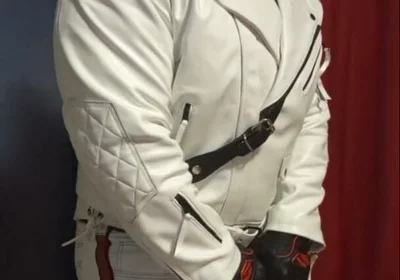 In Full White Leather Formals.