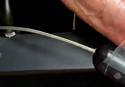 Vibrator on Dick Head Laying on Bench Press Orgasm