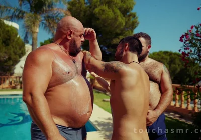 Putting Sun Cream on Two Big Handsome Bears Massage Asmr