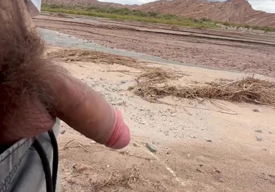 Young Uncut Boy Pee in Desert