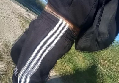 Who Will Spot This Twink in a Black and White Adidas Tracksuit, Flashing His Cock in Public Going Commando Freeballing, Peeing I