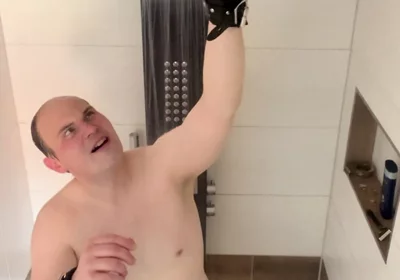 Slave Tied in Shower with Very Hot Water