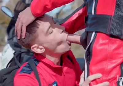 Biker cock sucking outdoor