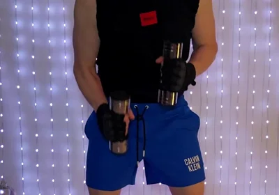 Fitness Workout in Blue Ck Shorts