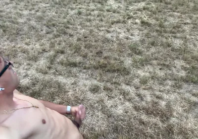 German Boy Jerks off Naked Outside and Cums