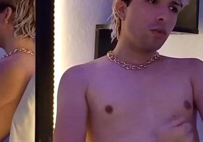Blond Twink Stroking His Huge Uncut Cock on Webcam
