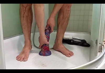 I Jump on a Big Dildo and Squirt From My Dick