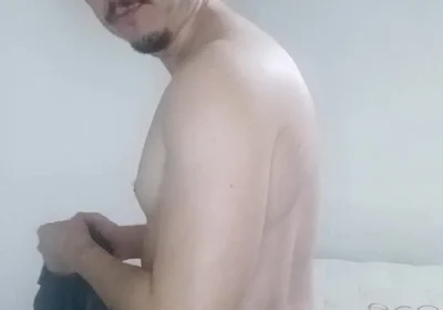 Handsome Guy Folding Laundry Naked