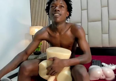 Black Twink Fucking Toy & Cumming