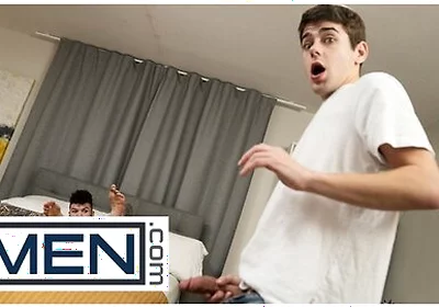 Men - Hatler Gurius Self Fucks His Hole, Then His Roommate Joey Mills Walks In To Help Him