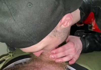 Chav Scally Kinkysirius Sucks by Leather Bear in the Public Restroom at the Railway Station