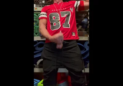Jockdad87 Shoots a Load of Cum in His #87 Jersey