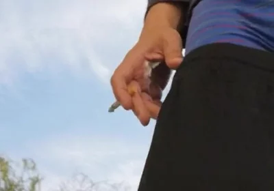 Hot Guy Caught Smoking and Sagging Outside (non-nude)