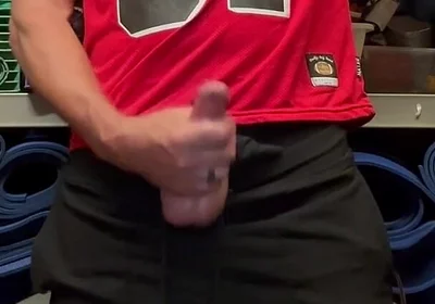 Jockdad87 Shoots a Load of Cum in His #87 Jersey