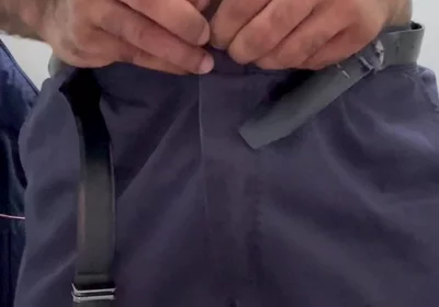 Security Guard Ejaculated on His Work Uniform in a Public Restroom.
