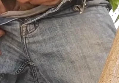 Hiding Outside Behind a Tree to Jerkoff with Huge Cumshot