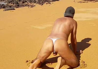 Ladysilva Crossdresser Showing off Her Hot Ass in Panties on the Beach