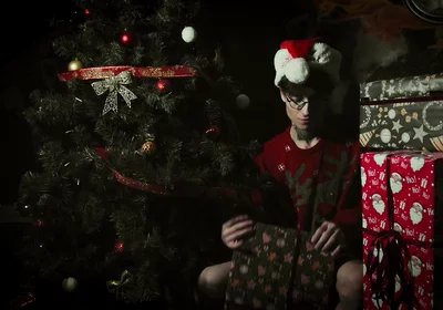 Jerking off Under the Christmas Tree